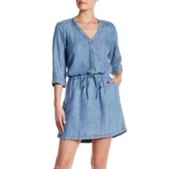 Michael Stars Dresses & Skirts - Michael Stars Chambray Denim Shirt Dress Tencel Linen Lightweight
